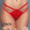 2095 3 Pack Eyelash Lace Thong with Trim