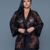 2275 Delia Robe Floral Lace Robe with Satin Trimming