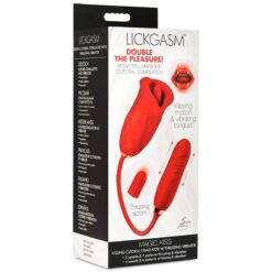 Magic Kiss Kissing Clitoral Stimulator With  Thrusting Vibrator – Red