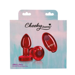 Cheeky Charms – Rechargeable Vibrating Metal Butt Plug With Remote Control – Red – Small