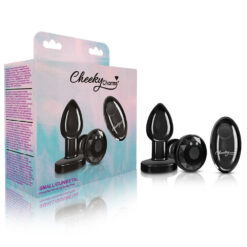 Cheeky Charms – Rechargeable Vibrating Metal Butt  Plug With Remote Control – Gunmetal – Small