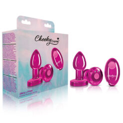 Cheeky Charms – Rechargeable Vibrating Metal Butt Plug With Remote Control – Pink – Small