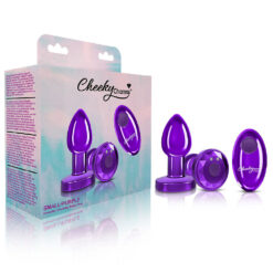 Cheeky Charms – Rechargeable Vibrating Metal Butt  Plug With Remote Control – Purple – Small