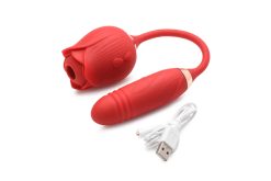 Bloomgasm Romping Rose Suction and Thrusting Vibrator – Red